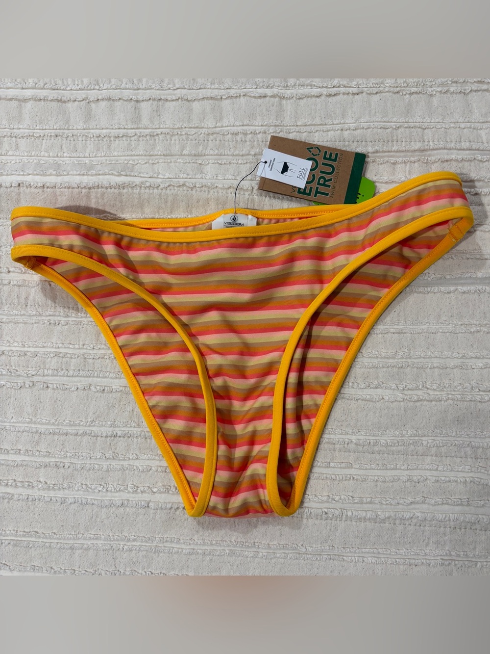 NWT Volcom Yellow Striped Bikini Bottoms